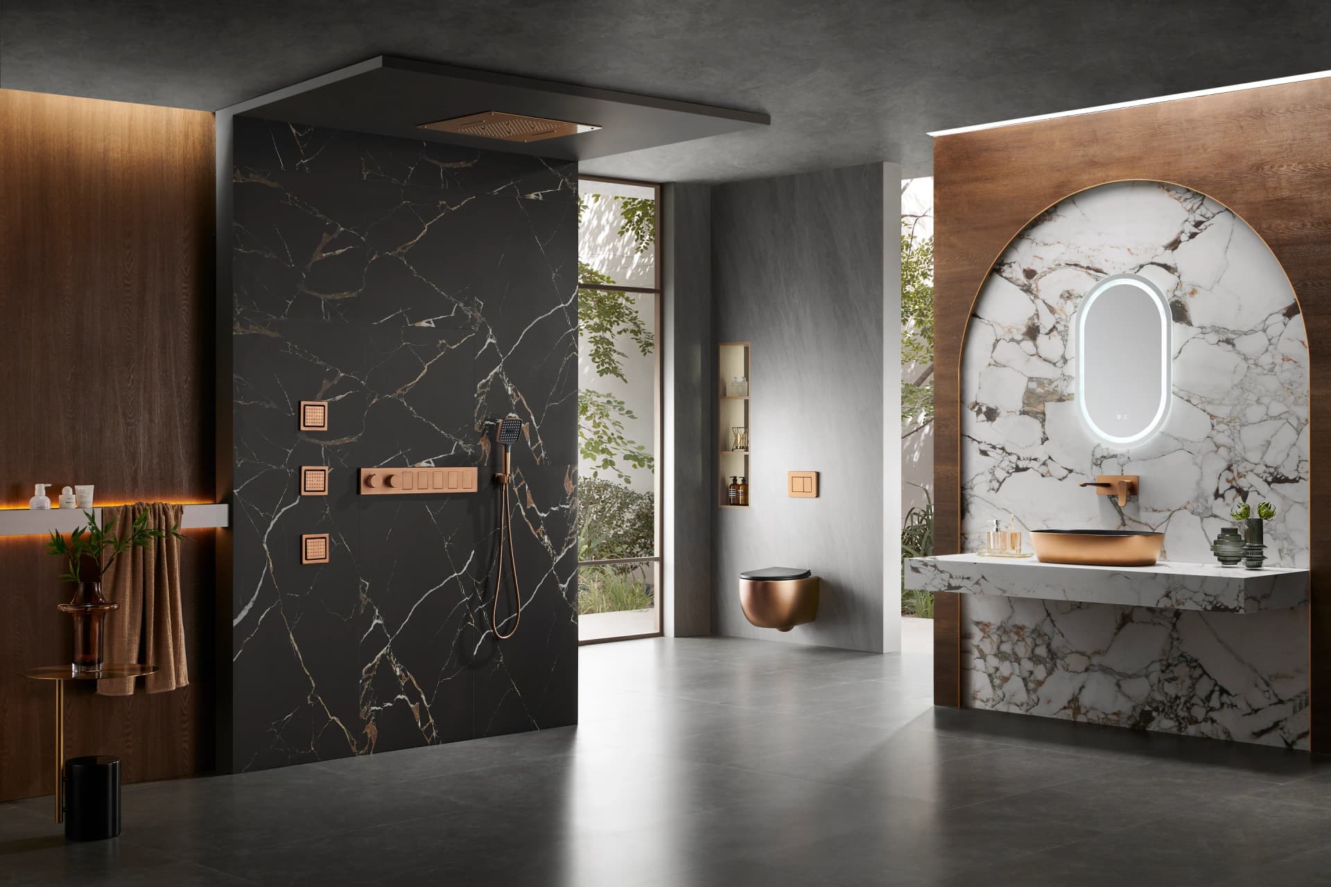 Aetheria bathroom with selectable Aquant products