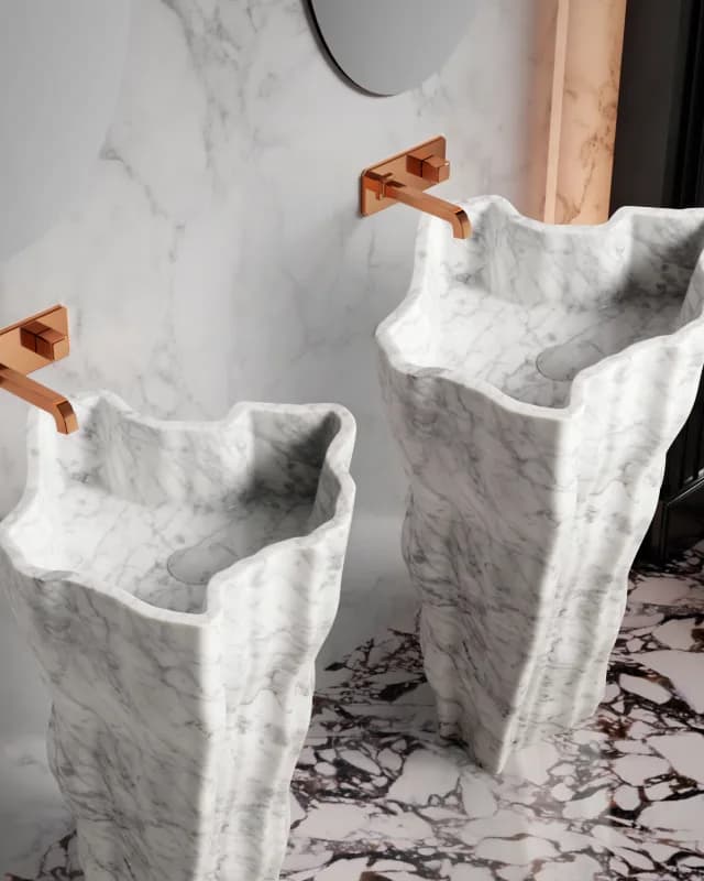 Pedestal basins in a finished room