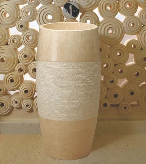 Konig - Travertine Cream Marble Pedestal Basin