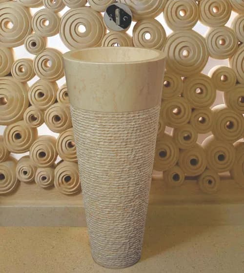 Nirvana - Travertine Cream Marble Pedestal Basin